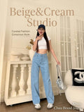 CHUU - LIGHT WASH DENIM WIDE-LEG JEANS