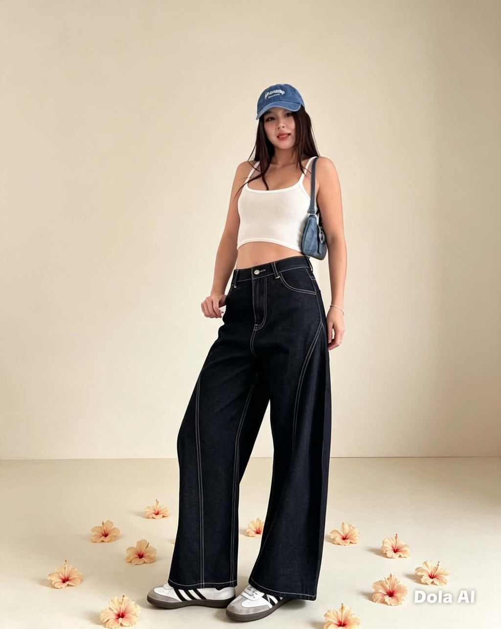 CHU- WIDE LEG BARREL JEANS