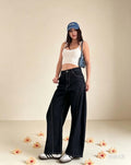 CHU- WIDE LEG BARREL JEANS