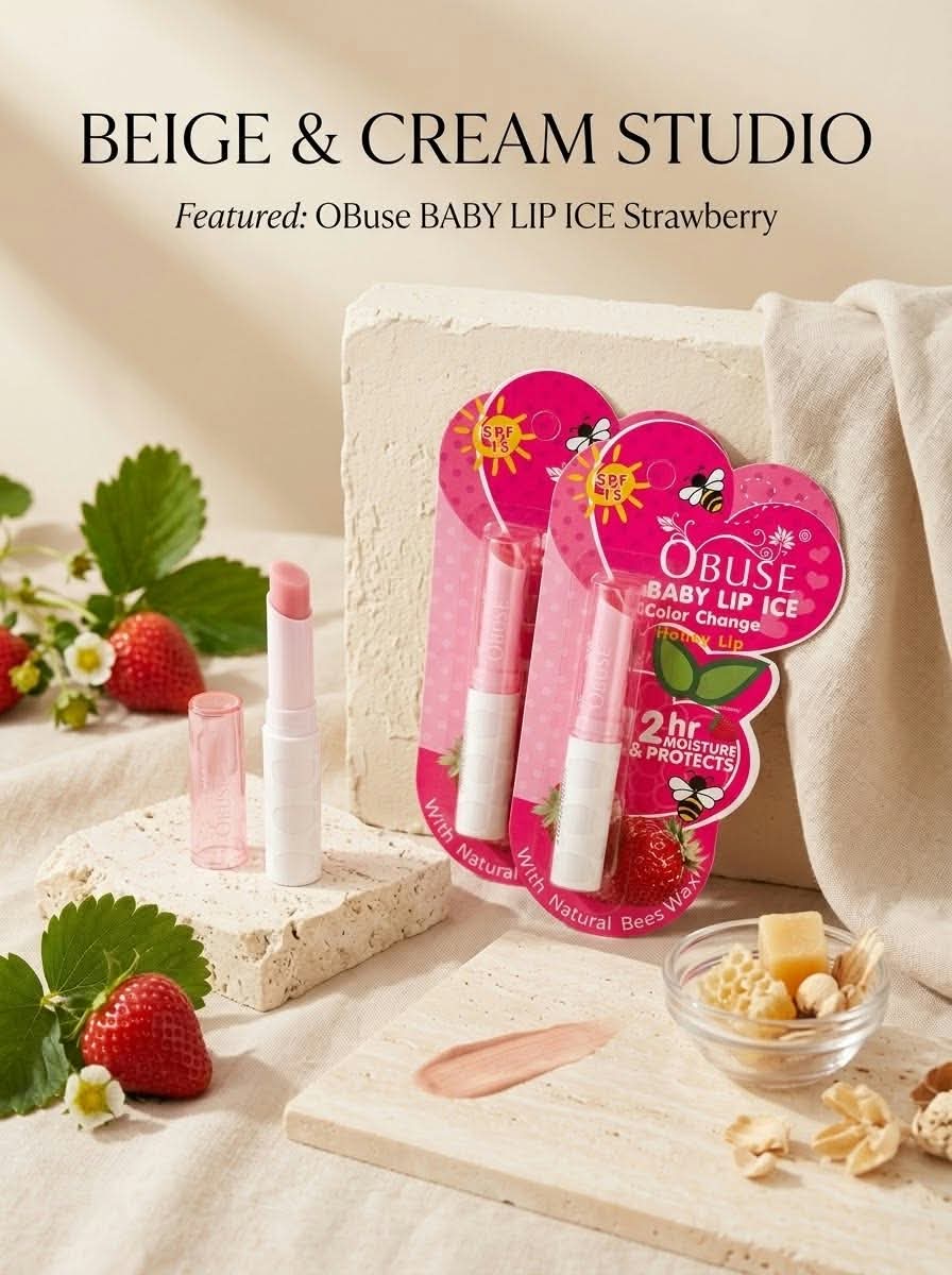 OBUSE BABY LIP ICE COLOR CHANGE LIP BALM (STRAWBERRY VARIANT)