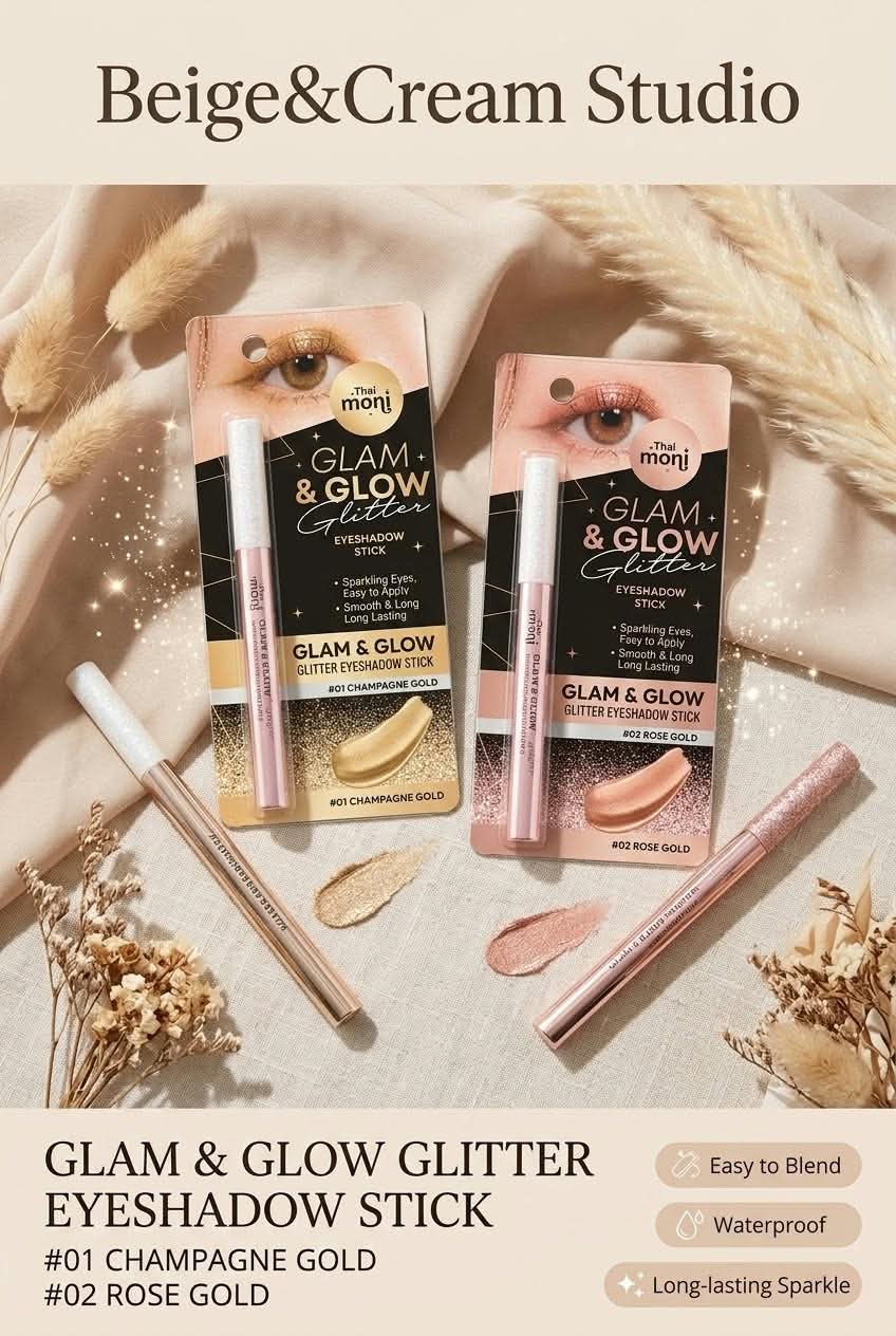 THAI MONI - GLAM & GLOW GLITTER EYESHADOW STICK (02 ROSE GOLD)