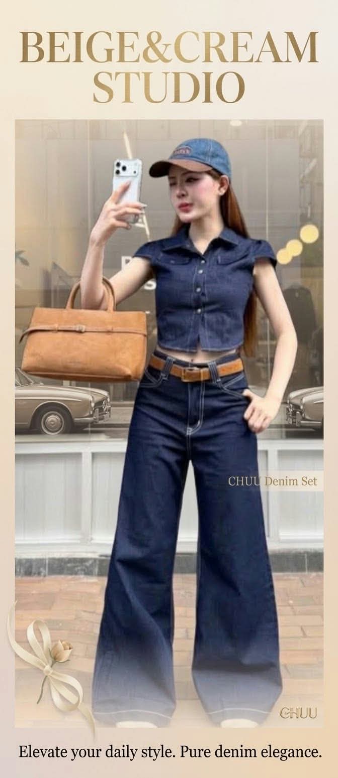 CHUU - WIDE-LEG DENIM JEANS