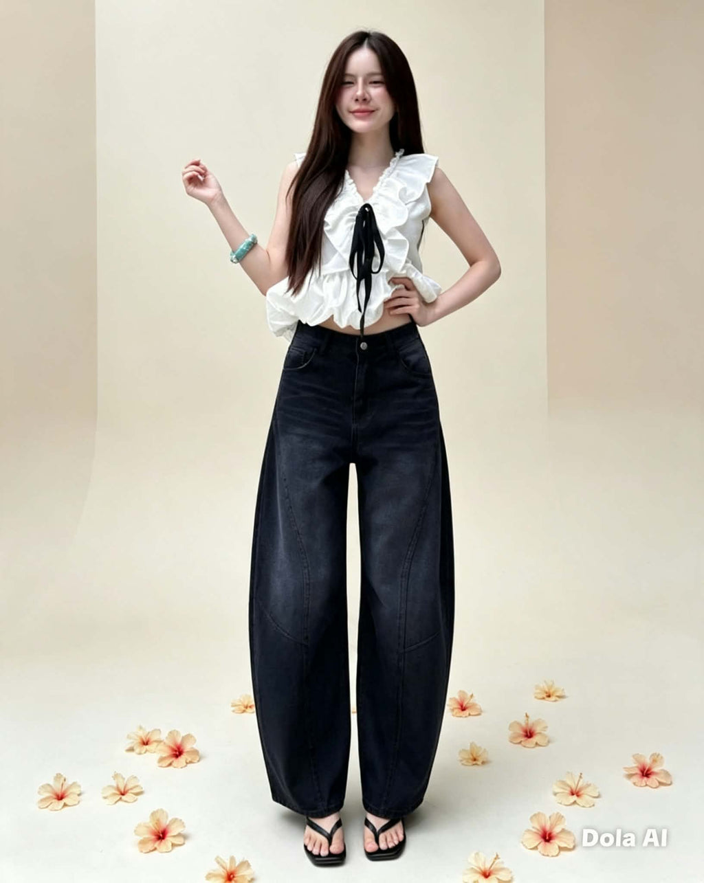 CHU- BARREL LEG JEANS