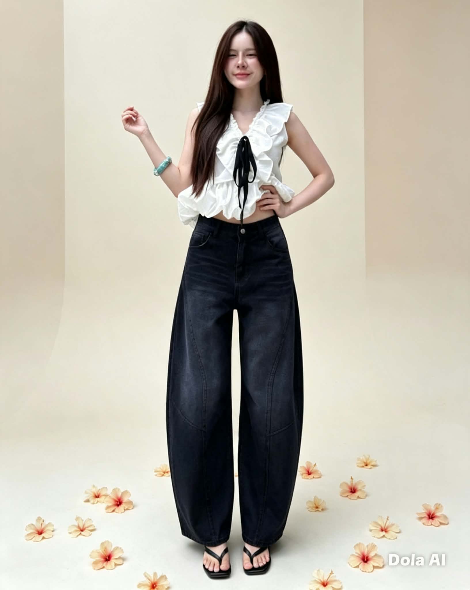 CHU- BARREL LEG JEANS