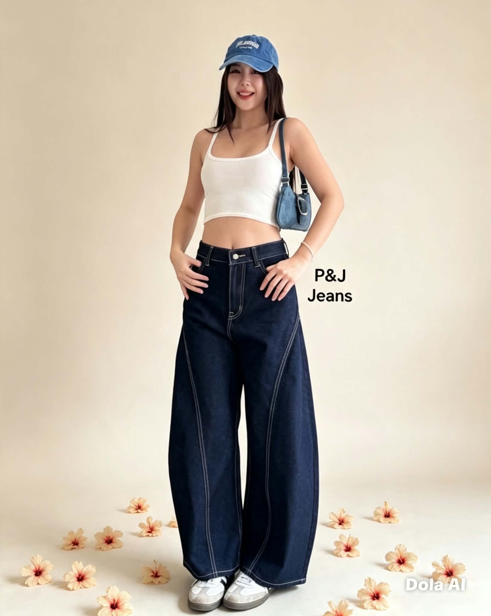 CHU- WIDE LEG BARREL JEANS