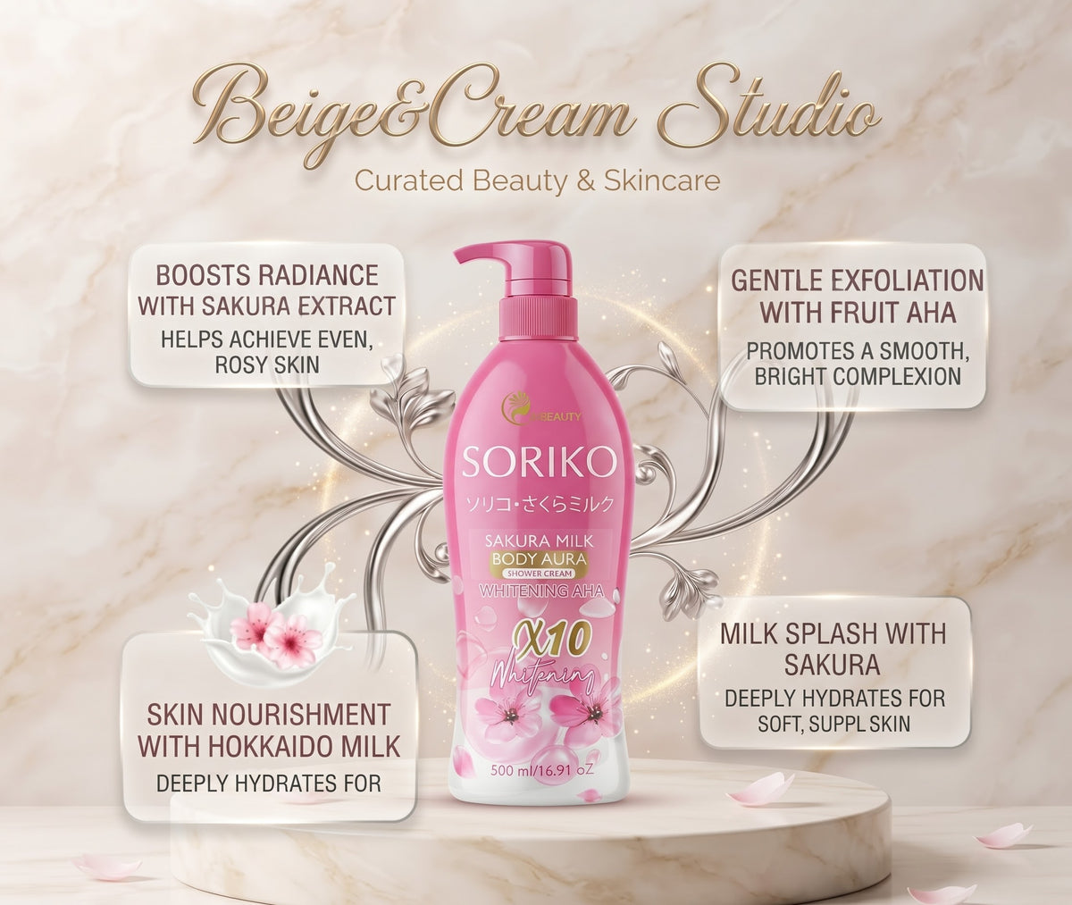 SORIKO - SAKURA MILK BODY AURA SHOWER CREAM